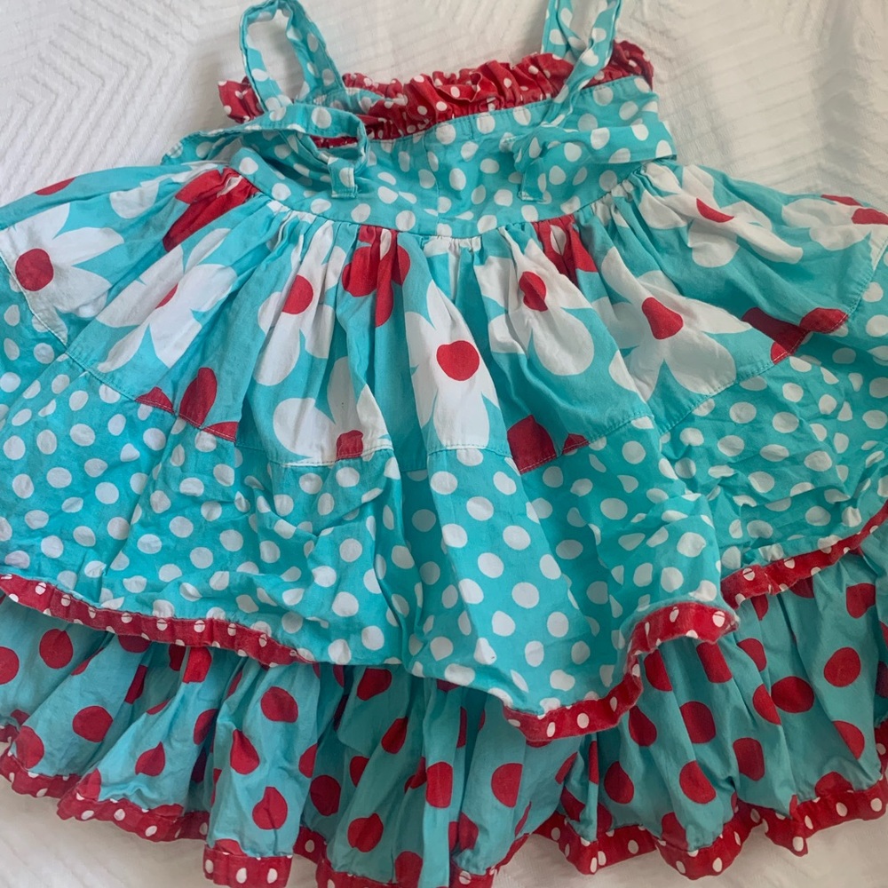 Jelly the Pug dress size 3T blue red polka dot